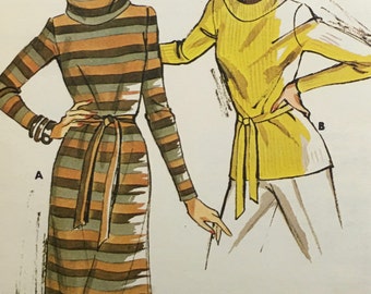 Kwik Sew 743 size 12-14-16 by Kerstin Martensson Ladies' Pullover Sweater or Dress with full length sleeves, features cowl collar.