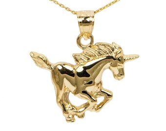 14k Yellow Gold Unicorn Necklace