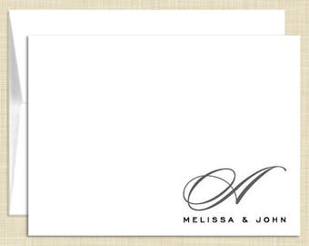 Monogram Stationery - set of 10 - folded note cards - COUPLE MONOGRAM