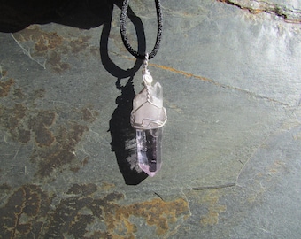 Vera Cruz Amethyst Crystal Pendant - Sterling Silver Wire Wrap Amethyst Crystal Point Necklace, Raw Crystal Healing Jewelry