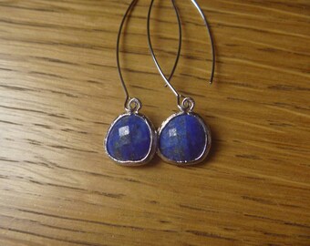 Silver lapis lazuli earrings