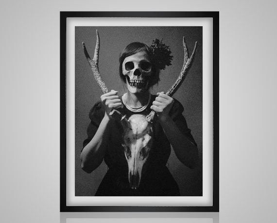 Creepy woman with a stag skull vintage black and white strange modern needlecraft pdf cross stitch pattern instant download from buzzbeedesigns on etsy Creepy woman with a stag skull vintage black and white strange modern needlecraft pdf cross stitch pattern instant download from buzzbeedesigns on etsy