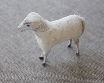 Vintage Large German Spun Cotton Putz Stick Leg Sheep, Vintage Easter/Christmas Decoration, Vintage Woolly Sheep, Vintage Lamb