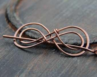 Hair slide, hair barrette, copper "Double Infinity" hair slide, shawl pin, scarf pin, hair pin, hair stick, hair accessories
