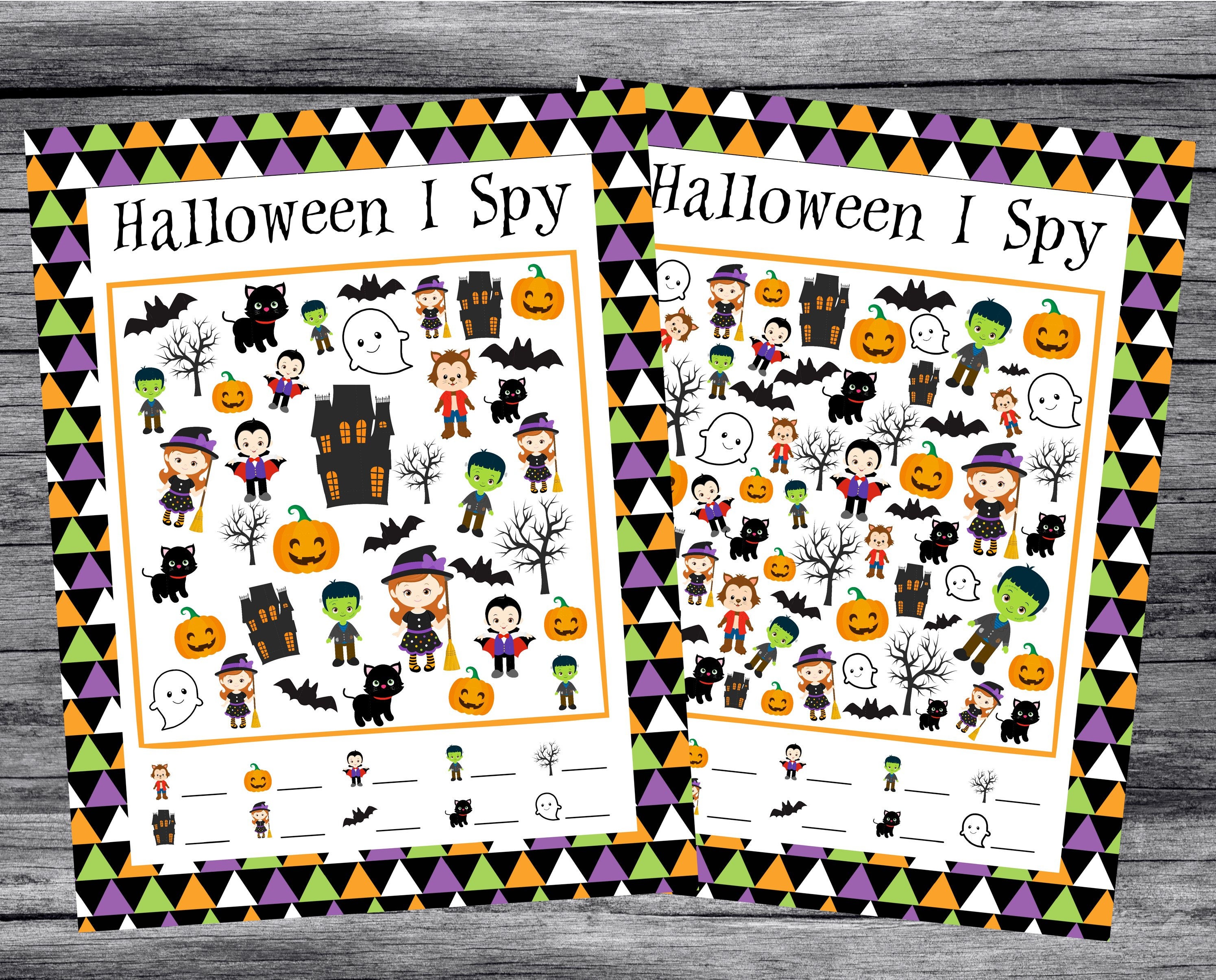 Halloween I Spy Printable Pages. 5 Different Sheets Easier