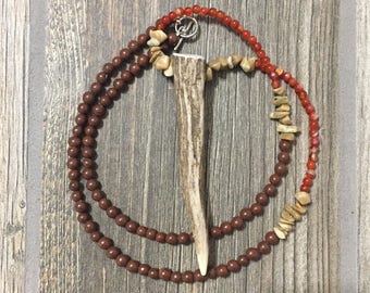 Earth and Fire Deer Antler Tine Necklace