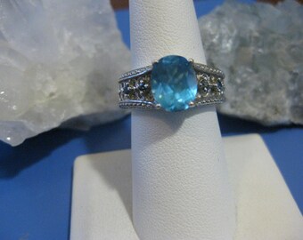 Blue Topaz and Sapphire ring sz 8