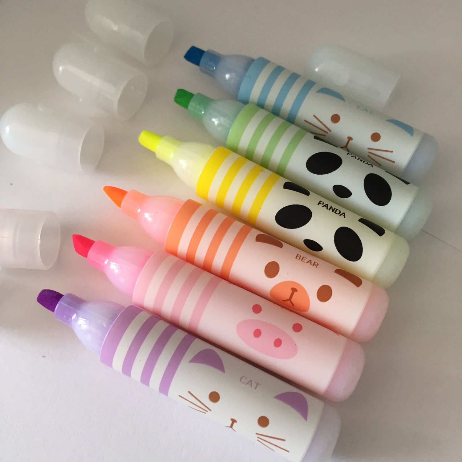 Kawaii Pastel Mini Highlighter Pen Set Animal Pens