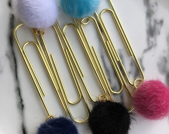 Fuzzy Bubble, Charm Paperclip, Gold