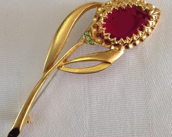 Vintage Pink Tulip Flower Brooch Pin