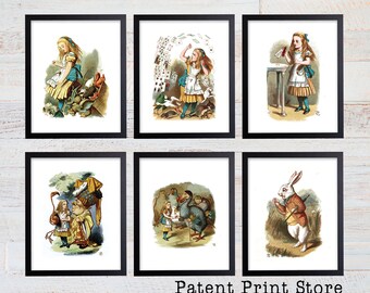 Alice in Wonderland Print Set. Alice in Wonderland Wall Art. Alice in Wonderland Decor. Alice in Wonderland Nursery. Baby Girl Nursery. 110