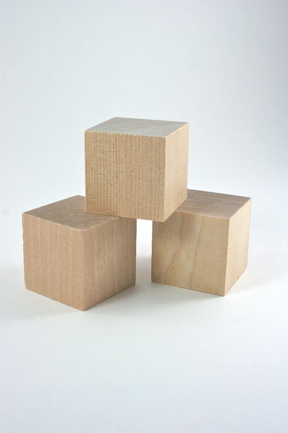 Unfinished Wood Blocks 2 inch Wooden Blocks Set of 3 for