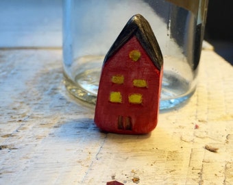 School House - handmade clay bead