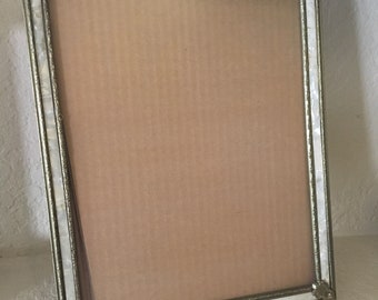 Mid Century Faux Mother of Pearl Gold Metal Easel Picture Frame for Desk Table Shelf or Wall
