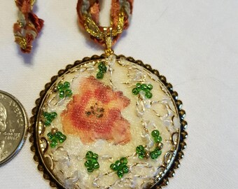 Handcrafted Pendant - Floral - Ivory