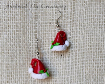 Santa Hat Earrings, Holiday Earrings, Christmas jewelry