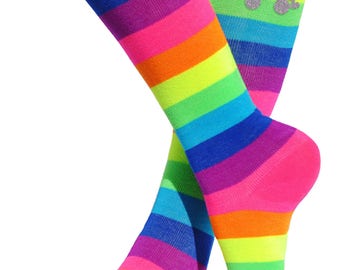 Skate Party Roller Derby Socks Rainbow Knee Socks Neon Trendy Socks Boot Socks Fun Party Birthday Gift Socks Glow Party Socks Funky Socks