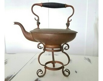Vintage Copper or Brass SS&Co Sternau Teapot With Stand / Teapot Holder
