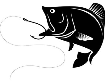 Bass Fishing #2 Logo Angling Fish Hook Fresh Water Hunting Largemouth Smallmouth Striped .SVG .EPS .PNG Clipart Vector Cricut Cut Cutting