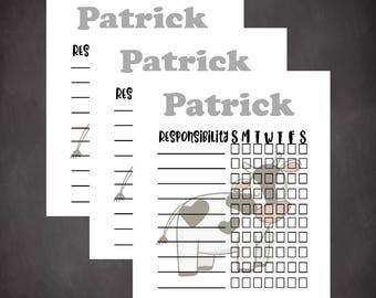 chore chart daily planner family chore chart weekly to do list kid chore chart grocery list to do list chore template editable cow