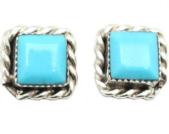 Square Turquoise Post Earrings