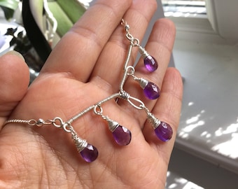 Amethyst chandelier statement necklace