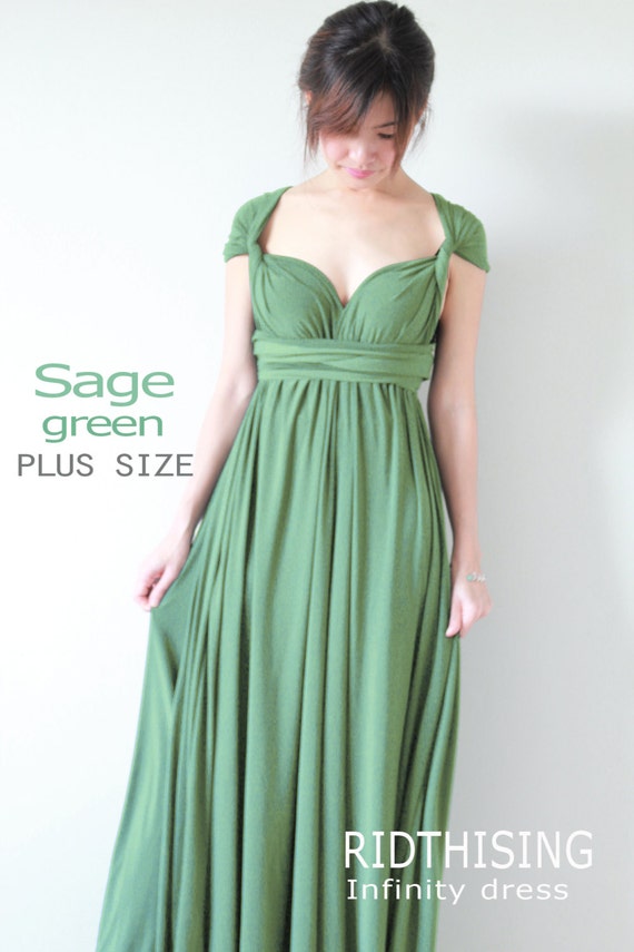 Plus Size Sage Green  Bridesmaid  Dress  Maxi infinity Dress  Prom 