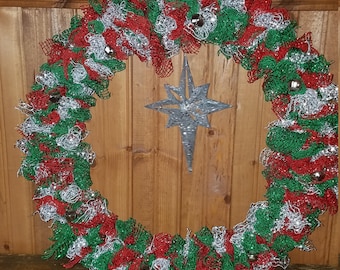 Christmas wreath with a silver north star