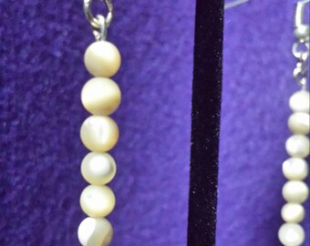 Cream Mother of Pearl Earrings, Handmade