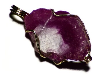 Raw Ruby Necklace, Gold Raw Crystal Necklace (18.5 ct) Raw Stone Jewelry, Large Genuine Natural Red Ruby Pendant Necklace, July Birthstone