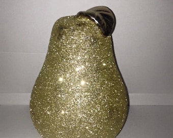 Glittered Ceramic Pear.