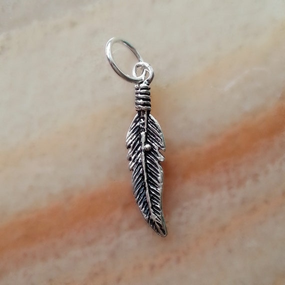 Items similar to Sterling Silver Feather Charm, Wholesale Jewelry ...