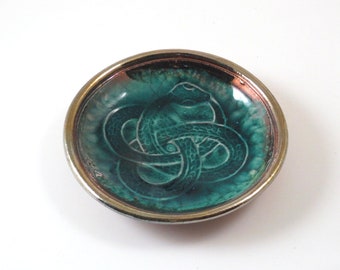 OUROBOROS Snake RAKU Offering Bowl Handmade Ceramic Pottery