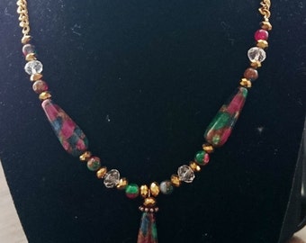 Emerald, Ruby & Sapphire Pyrite necklace