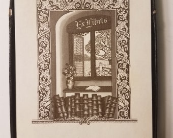 Vintage Antioch Publishing Co Classic Books in a Window Ex Libris Bookplates/28 Bookplates in Box/Gift