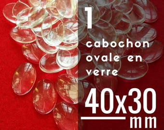 1 cabochon clear oval - 30 x 40 mm - 3 x 4 cm