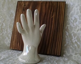 Vintage Ring Holder, Porcelain Ring Holder, Ring Minder, Iridescent Ring Holder, Hand Ring Keeper, Ring Holder, 5 x 3 Ring Dish Tree