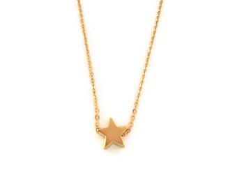 Star gold pendant on fine chain with map