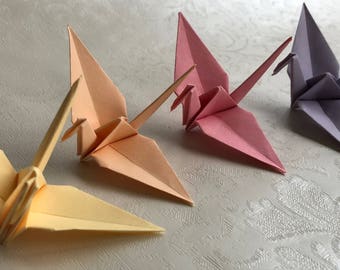 100 Origami Cranes - German Paper - Pastel colors