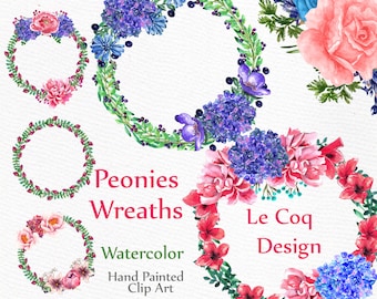 Watercolor wreaths clipart: "WREATHS CLIP ART" Wedding clipart floral clipart Diy invite wedding invitation Hand painted floral frame