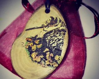 Woodcock Bird Hand Painted Necklace Wooden Charm Brown Eco Friendly Handmade Personalised Charms Wood Hand made Jewellery #Woodcock #Etsy