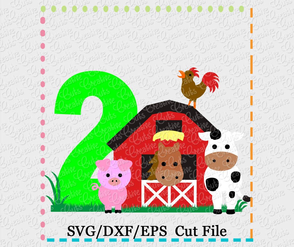 Download Barn with Animals Birthday 2 svg cutting file farm animals