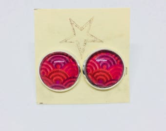 Japan pink waves earrings