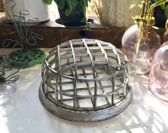 Large Silver Tone Dome Flower Frog, Metal Flower Frog, Modern Farmhouse, Industrial Decor, Floral Art