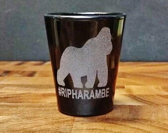 RIP Harambe Shot Glass - #RIPHarambe - Shots for Harambe Memorial - Harambe Etched Shot Glass - Gorilla