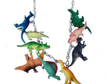 Handmade Multi-Color Dinosaur Toy Necklace