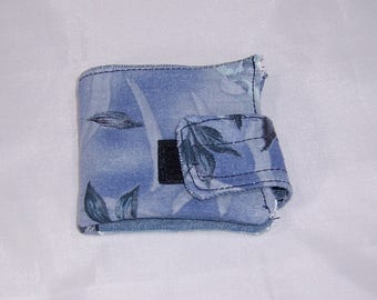 Blue gray 8in wallet with strap, upcycled jeans wallet,recycled jean wallet, wallet with credit card holder,denim wallet, money pocket