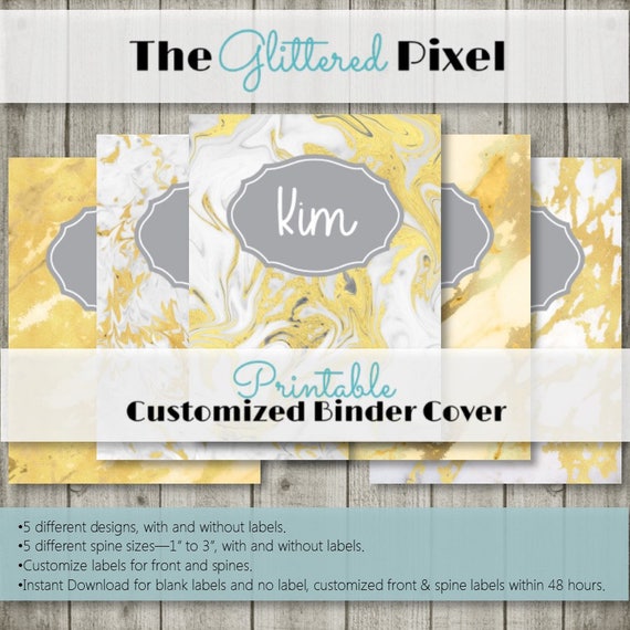 Printable Binder Covers Gold Marble Gold Leaf Binder