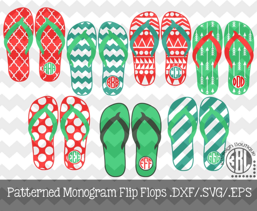 Download Monogram Patterned Flip Flop Files .DXF/.SVG/.EPS Files for