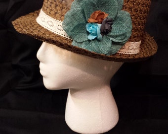 Women's Straw Fedora. MARKED DOWN!